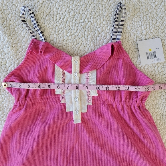 NWT Kensie Pink Sleeveless Top Striped Straps Lace And Button Accents Size M - Picture 9 of 10